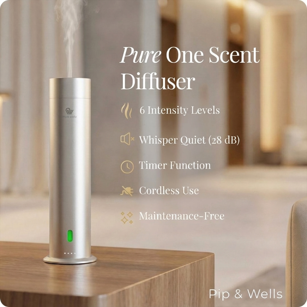 Pip & Wells Pure One aromadiffusor i matt silver på en träyta
